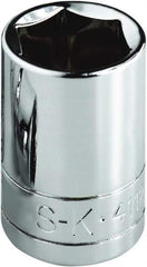 SK - 1/2", 1/4" Drive, Standard Hand Socket - 6 Points, Steel, Chrome Finish - Industrial Tool & Supply