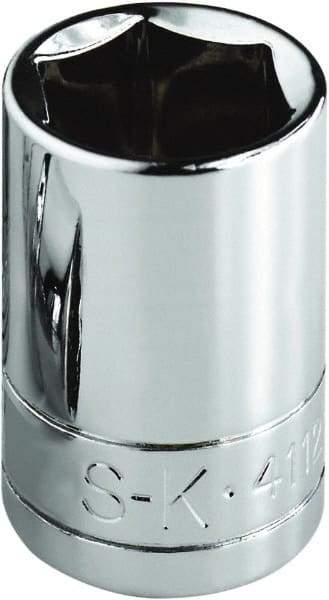 SK - 3/8", 1/4" Drive, Standard Hand Socket - 6 Points, Steel, Chrome Finish - Industrial Tool & Supply