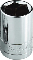 SK - 3/8", 1/4" Drive, Standard Hand Socket - 6 Points, Steel, Chrome Finish - Industrial Tool & Supply