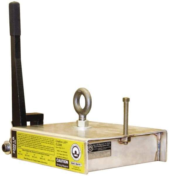 Mag-Mate - 2,200 Lb Load Capacity, Magnetic Lifter - 7" High x 10-1/2" Wide, 2 Poles, For Use with Flats - Industrial Tool & Supply