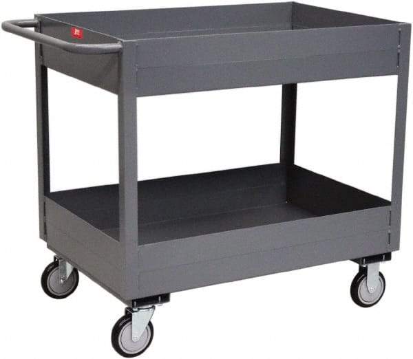 Jamco - 1,200 Lb Capacity, 18" Wide x 30" Long x 35" High Service Cart - 2 Shelf, Steel, Rubber Casters - Industrial Tool & Supply