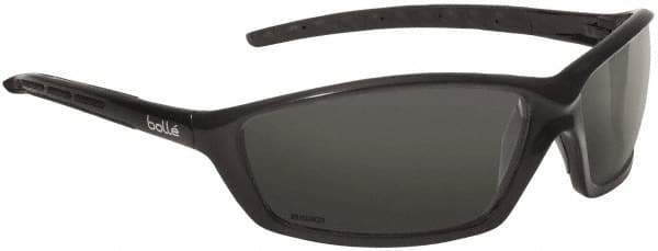 bolle SAFETY - Gray Lenses, Framed Safety Glasses - Scratch Resistant, Black Polycarbonate/Thermoplastic Rubber Frame, Wrap Around - Industrial Tool & Supply