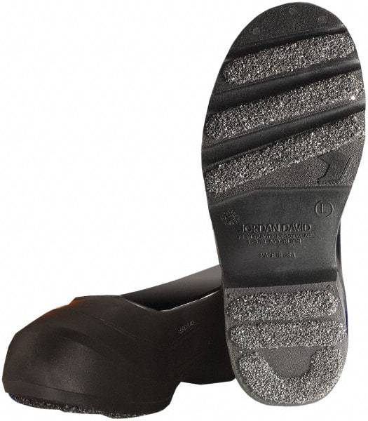 Winter Walking - Men's 10-11.5 (Women's 12-13.5) Traction Overshoes - 10" High, Plain Toe, Nonslip Sole, PVC Upper, Black - Industrial Tool & Supply