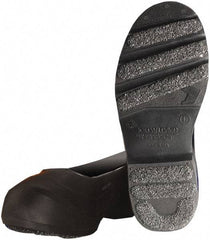 Winter Walking - Men's 10-11.5 (Women's 12-13.5) Traction Overshoes - 10" High, Plain Toe, Nonslip Sole, PVC Upper, Black - Industrial Tool & Supply