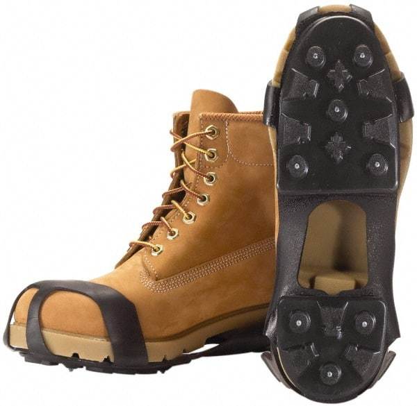 Winter Walking - Size 5-6.5, (Women's Size 4.5-6) Overboot Cleat - Steel Studs Traction, Black - Industrial Tool & Supply