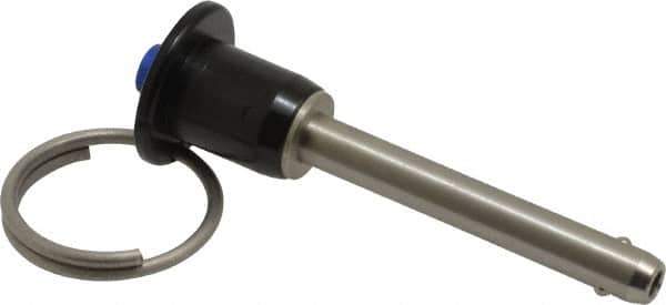 Gibraltar - 1/4" Diam, 1-1/2" Usable Length, Button Handle, Quick Release Pin - Grade 304 Stainless Steel, Bright Finish - Industrial Tool & Supply