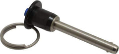 Gibraltar - 1/4" Diam, 1-1/2" Usable Length, Button Handle, Quick Release Pin - Grade 304 Stainless Steel, Bright Finish - Industrial Tool & Supply