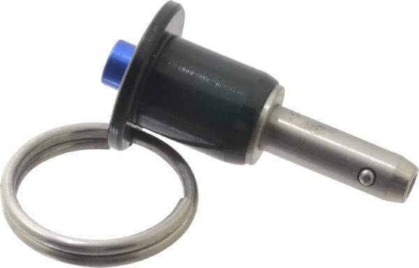 Gibraltar - 1/4" Diam, 1/2" Usable Length, Button Handle, Quick Release Pin - Grade 304 Stainless Steel, Bright Finish - Industrial Tool & Supply