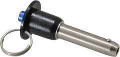 Gibraltar - 1/2" Diam, 1-1/2" Usable Length, Button Handle, Quick Release Pin - Grade 304 Stainless Steel, Bright Finish - Industrial Tool & Supply