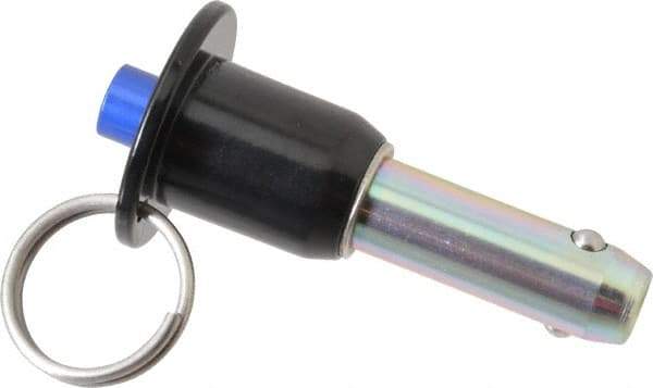 Gibraltar - 1/2" Diam, 1" Usable Length, Button Handle, Quick Release Pin - Grade 4130 Steel, Zinc-Plated Finish - Industrial Tool & Supply