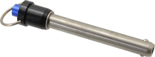 Gibraltar - 5/8" Diam, 4" Usable Length, Ring Handle, Quick Release Pin - Grade 17-4 Stainless Steel, Bright Finish - Industrial Tool & Supply