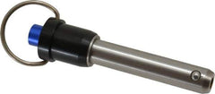 Gibraltar - 5/8" Diam, 2-1/2" Usable Length, Ring Handle, Quick Release Pin - Grade 17-4 Stainless Steel, Bright Finish - Industrial Tool & Supply