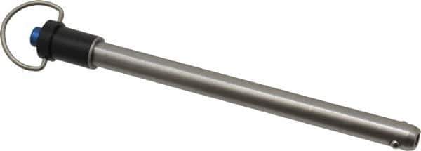 Gibraltar - 3/8" Diam, 4-1/2" Usable Length, Ring Handle, Quick Release Pin - Grade 17-4 Stainless Steel, Bright Finish - Industrial Tool & Supply