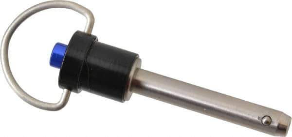 Gibraltar - 1/4" Diam, 1-1/4" Usable Length, Ring Handle, Quick Release Pin - Grade 304 Stainless Steel, Bright Finish - Industrial Tool & Supply