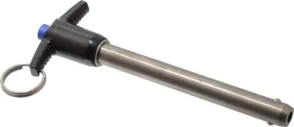 Gibraltar - 1/2" Diam, 4" Usable Length, T Handle, Quick Release Pin - Grade 17-4 Stainless Steel, Bright Finish - Industrial Tool & Supply