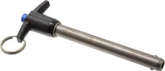 Gibraltar - 1/2" Diam, 4" Usable Length, T Handle, Quick Release Pin - Grade 17-4 Stainless Steel, Bright Finish - Industrial Tool & Supply