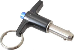 Gibraltar - 3/8" Diam, 3/4" Usable Length, T Handle, Quick Release Pin - Grade 17-4 Stainless Steel, Bright Finish - Industrial Tool & Supply