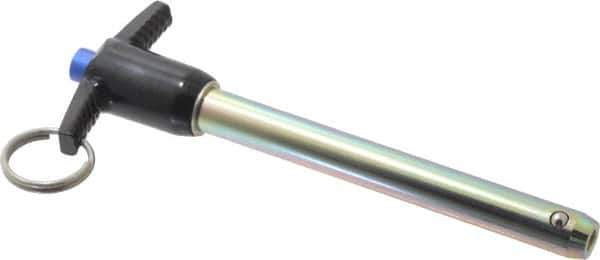 Gibraltar - 1/2" Diam, 4" Usable Length, T Handle, Quick Release Pin - Grade 4130 Steel, Zinc-Plated Finish - Industrial Tool & Supply