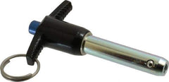 Gibraltar - 1/2" Diam, 1-3/4" Usable Length, T Handle, Quick Release Pin - Grade 4130 Steel, Zinc-Plated Finish - Industrial Tool & Supply