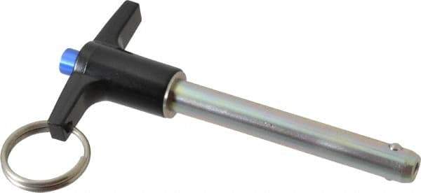 Gibraltar - 3/8" Diam, 2-1/2" Usable Length, T Handle, Quick Release Pin - Grade 4130 Steel, Zinc-Plated Finish - Industrial Tool & Supply