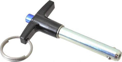Gibraltar - 3/8" Diam, 1-3/4" Usable Length, T Handle, Quick Release Pin - Grade 4130 Steel, Zinc-Plated Finish - Industrial Tool & Supply