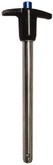 Gibraltar - 1/4" Diam, 4" Usable Length, T Handle, Quick Release Pin - Grade 304 Stainless Steel, Bright Finish - Industrial Tool & Supply