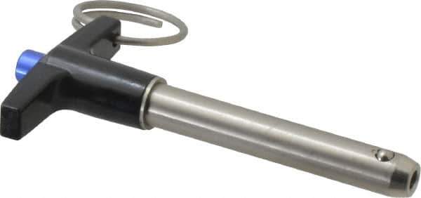 Gibraltar - 3/8" Diam, 2" Usable Length, T Handle, Quick Release Pin - Grade 304 Stainless Steel, Bright Finish - Industrial Tool & Supply