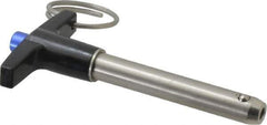 Gibraltar - 3/8" Diam, 2" Usable Length, T Handle, Quick Release Pin - Grade 304 Stainless Steel, Bright Finish - Industrial Tool & Supply