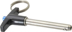 Gibraltar - 5/16" Diam, 2" Usable Length, T Handle, Quick Release Pin - Grade 304 Stainless Steel, Bright Finish - Industrial Tool & Supply