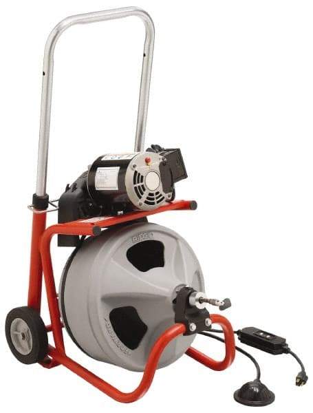 Ridgid - Electric Battery Drain Cleaning Machine - For 3" to 4" Pipe, 75' Cable - Industrial Tool & Supply
