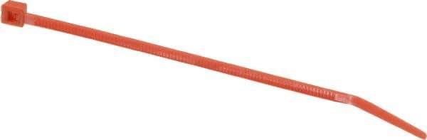 Made in USA - 4-1/8" Long Orange Nylon Standard Cable Tie - 18 Lb Tensile Strength, 1.07mm Thick, 9" Max Bundle Diam - Industrial Tool & Supply