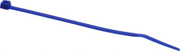 Made in USA - 4-1/8" Long Blue Nylon Standard Cable Tie - 18 Lb Tensile Strength, 1.07mm Thick, 22.23mm Max Bundle Diam - Industrial Tool & Supply