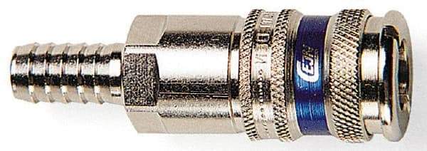 CEJN - Hose Barb Industrial Pneumatic Hose High Flow Coupler - Brass Chrome Plated, 1/2" Body Diam, 3/4" Hose ID - Industrial Tool & Supply