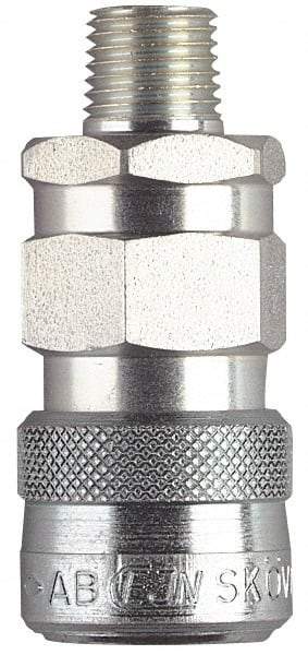 CEJN - 1/2 Male NPT European High Flow Pneumatic Hose High Flow Coupler - Brass Chrome Plated, 3/8" Body Diam - Industrial Tool & Supply