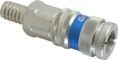 CEJN - Hose Barb Industrial Pneumatic Hose High Flow Coupler - Brass Chrome Plated, 1/2" Body Diam, 1/2" Hose ID - Industrial Tool & Supply