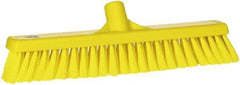 Vikan - 16" Fine Particle Synthetic Push Broom - 2" Bristle Length, Plastic Block, European Threaded Handle Connection - Industrial Tool & Supply