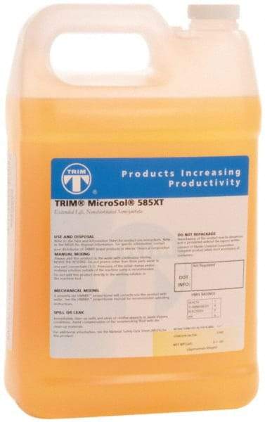 Master Fluid Solutions - Trim MicroSol 585XT, 1 Gal Bottle Cutting & Grinding Fluid - Semisynthetic, For Machining - Industrial Tool & Supply