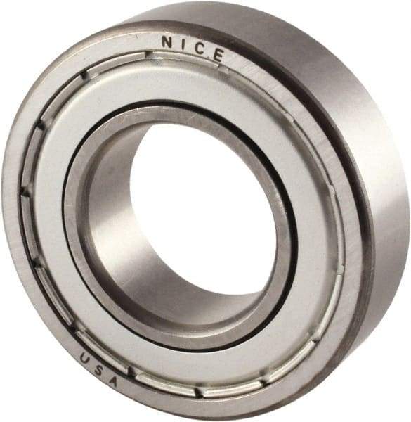 Nice - 1-1/4" Bore Diam, 2-1/2" OD, Double Shield Precision Ground Radial Ball Bearing - 5/8" Wide, 1 Row, Round Bore, 2,120 Lb Static Capacity, 3,864 Lb Dynamic Capacity - Industrial Tool & Supply