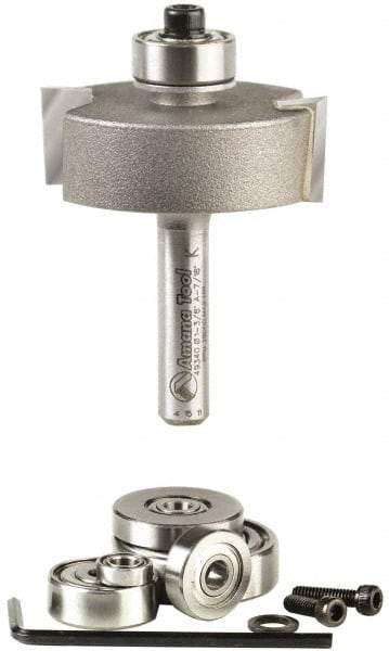 Amana Tool - 1-3/8" Cut Diam, 1/2" Length of Cut, 2 Flute Profiling Edge Profile Router Bit - Carbide-Tipped, 1/4" Shank Diam, 2" OAL, Uncoated - Industrial Tool & Supply