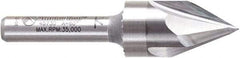 Amana Tool - 9/16" Cut Diam, 1/2" Length of Cut, 3 Flute V-Groove Edge Profile Router Bit - Solid Carbide, 1/4" Shank Diam, 2-1/4" OAL, Uncoated - Industrial Tool & Supply