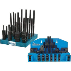 Gibraltar - 52 Piece Fixturing Step Block & Clamp Set with 1" Step Block, 11/16" T-Slot, 1/2-13 Stud Thread - 1-1/8" Nut Width, 4, 5, 3, 6, 7 & 8" Stud Lengths - Industrial Tool & Supply