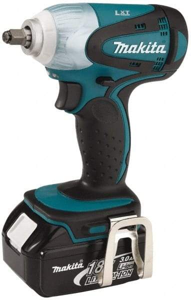 Makita - 3/8" Drive 18 Volt Pistol Grip Cordless Impact Wrench & Ratchet - 2,100 RPM, 155 Ft/Lb Torque, 2 Lithium-Ion Batteries Included - Industrial Tool & Supply