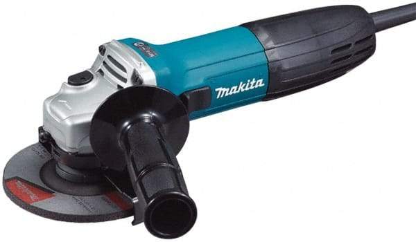 Makita - 4-1/2" Wheel Diam, 11,000 RPM, Corded Angle & Disc Grinder - 5/8-11 Spindle, 120 Volts, 6 Amps - Industrial Tool & Supply