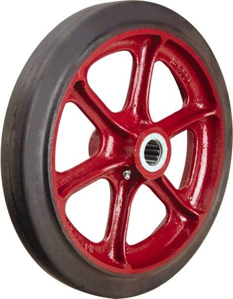Hamilton - 12 Inch Diameter x 2 Inch Wide, Rubber on Cast Iron Caster Wheel - 690 Lb. Capacity, 2-3/4 Inch Hub Length, 1-9/16 Inch Axle Diameter, Plain Bore Bearing - Industrial Tool & Supply