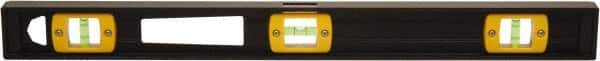 Johnson Level & Tool - 24" Long 3 Vial I-Beam Level - Aluminum, Black, 2 Plumb & 1 Level Vials - Industrial Tool & Supply