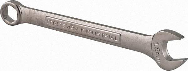 Craftsman Industrial - 15mm 6 Point Combination Wrench - 8" OAL, Steel, Satin Finish - Industrial Tool & Supply
