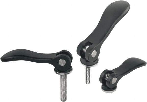 KIPP - #6-32, Aluminum Threaded Stud Adjustable Clamping Handle - 41.7mm OAL, 13mm High - Industrial Tool & Supply