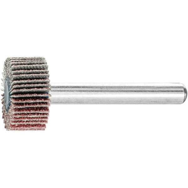 PFERD - 3/4" Diam x 3/8" Face Width, Aluminum Oxide Coated Mounted Flap Wheel - 1/4" Shank Mount, 80 Grit, 38,100 Max RPM - Industrial Tool & Supply