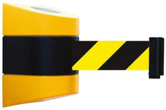 Tensator - 7-1/4" High Wall Mount Tensabarrier - Plastic, Yellow/Black - Industrial Tool & Supply