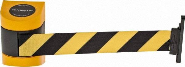 Tensator - 3-1/4" High Wall Mount Tensabarrier - Plastic, Yellow/Black - Industrial Tool & Supply
